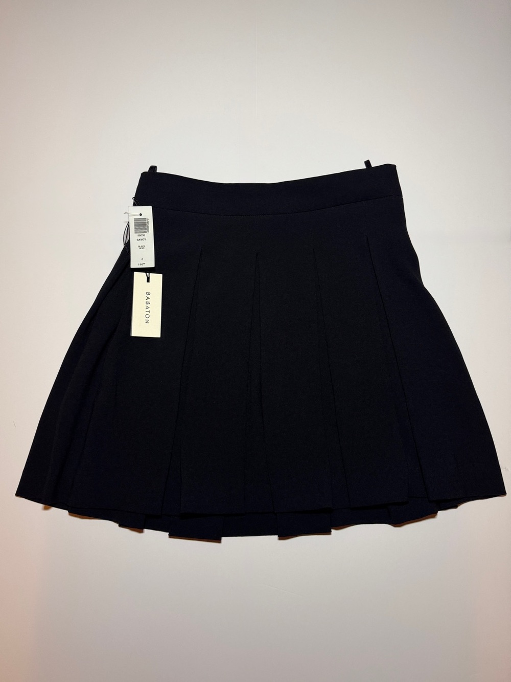 NWT Aritzia Babaton Savoy Black Pleated Tennis Mini Skirt Size 0